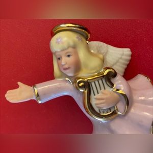 ☘️$12bundled Angel Cupid Ornament Pink, Gold trim and Harp Hanging Decoration